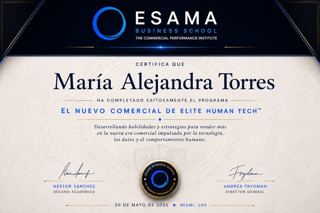 Diploma de Certificación · El Nuevo Comercial Human-Tech™ · ESAMA Business School